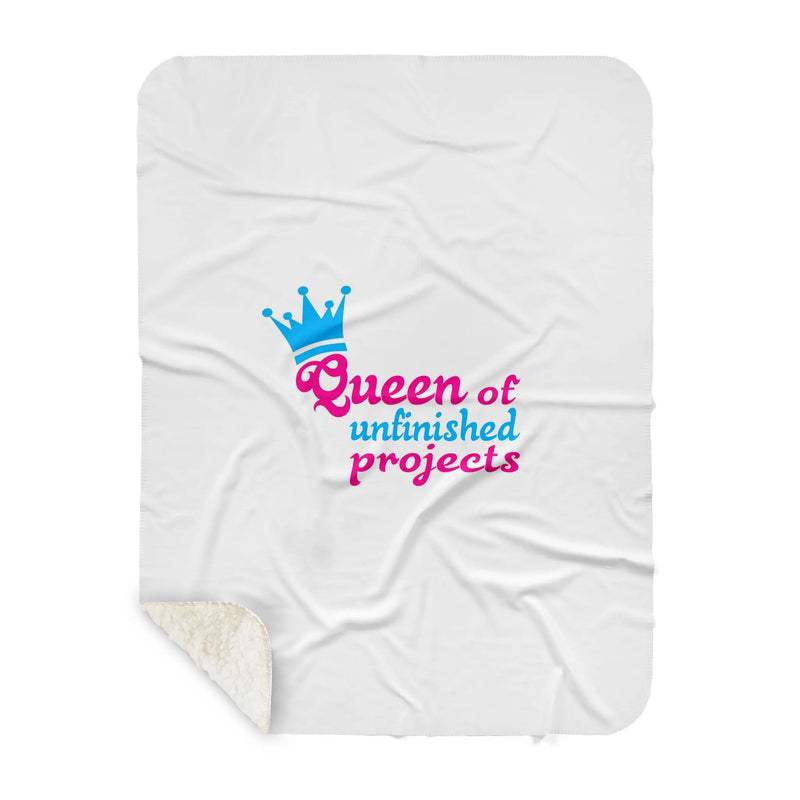 Queen-of-Unfinished-Projects-Blue - Sherpa Blanket - Two Chicks Designs